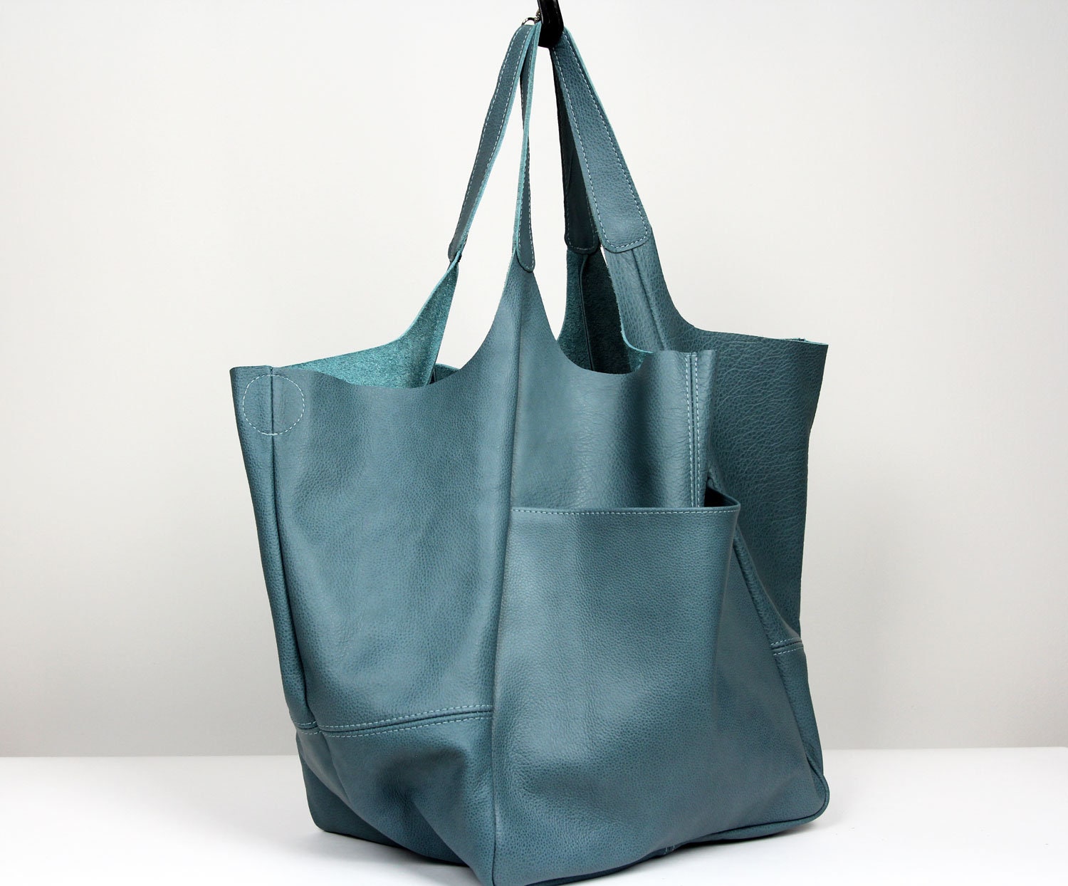 Leather Weekender Bag Blue Tote Bag Large Handbag Leather - Etsy