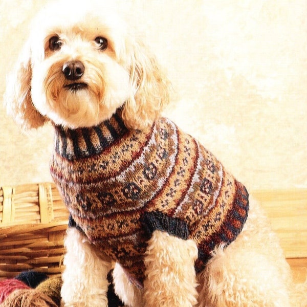 Fair Isle Dog Sweater Coat Knitting Pattern  Dog Sweater Jacket Knitting Pattern PDF Instant Download