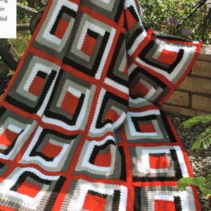 Log Cabin Afghan Crochet Pattern Vintage Squares Afghan Crochet Pattern PDF Instant Download