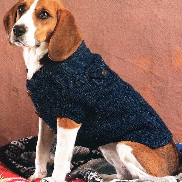 Dog Sweater Coat Knitting Pattern  Dog Sweater Jacket Knitting Pattern PDF Instant Download