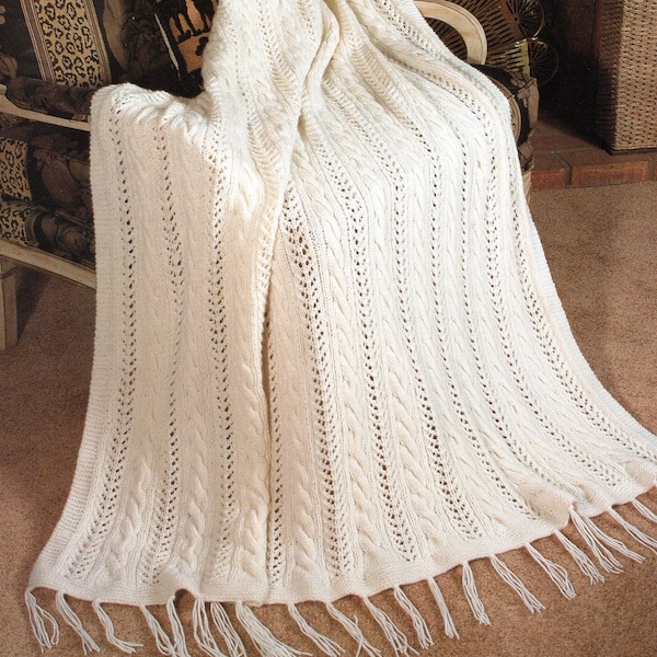 Cables and Lace Afghan Knitting Pattern Lacy Cables Afghan Knitting Pattern PDF Instant Download