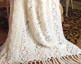 Patrón de encaje irlandés afgano a crochet Patrón de encaje vintage afgano a crochet Descarga instantánea en PDF