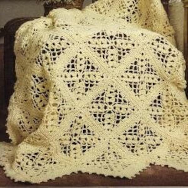 Victorian Lace Afghan Crochet Pattern   Lacy Bedspread Crochet Pattern 2 Sizes PDF Instant Download