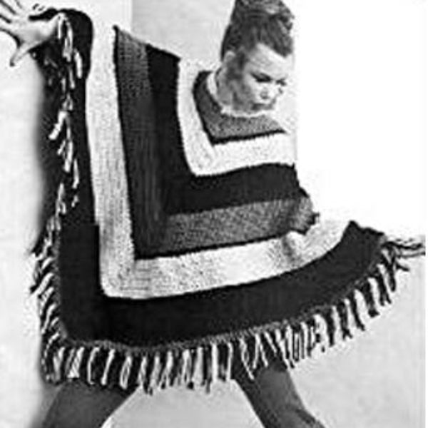Chevron Poncho Crochet Pattern  Vintage Fringe Cape Crochet Pattern PDF Instant Download