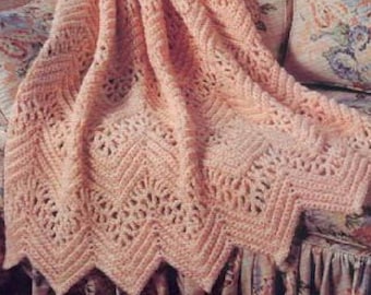 Victorian Lace Afghan Crochet Pattern   Ripple Wavy Afghan Crochet Pattern PDF Instant Download