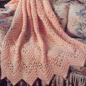 Victorian Lace Afghan Crochet Pattern   Ripple Wavy Afghan Crochet Pattern PDF Instant Download