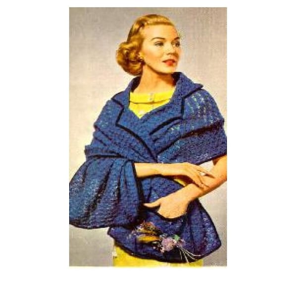 Shawl with Pockets Crochet Pattern  Cape Wrap Crochet Pattern PDF Instant Download