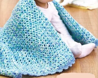Patrón de manta de bebé de encaje afgana, patrón de crochet afgano con cuadrados de encaje, descarga instantánea en PDF