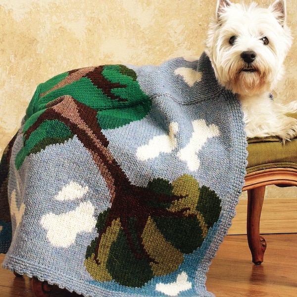 Dog Afghan Blanket Knitting Pattern   Puppy Dog Blanket Afghan PDF Instant Download