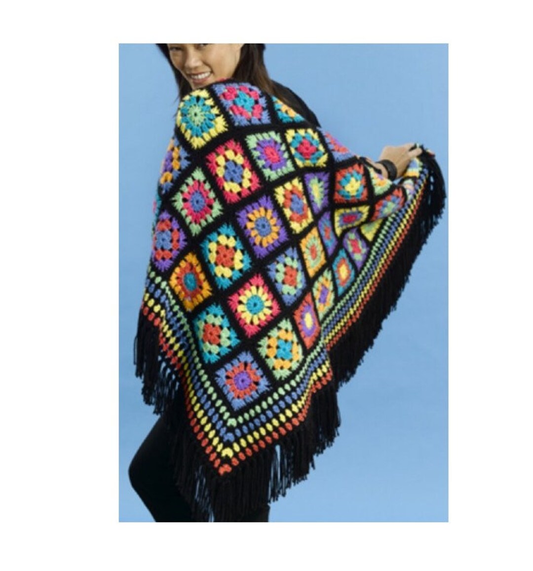 Granny Square Afghan Crochet Pattern Vintage Fringe Granny Afghan