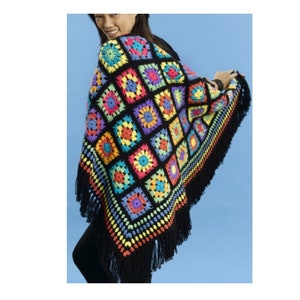 Granny Square Afghan Crochet Pattern  Vintage Fringe Granny Afghan Crochet Pattern PDF Instant Download
