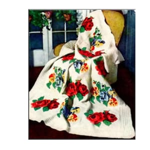 Rose Flower Afghan Crochet Pattern Flower Afghan Crochet Pattern Instant Download