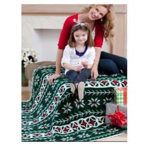 Carré de Noël grand-mère, poinsettia, motif au crochet afghan vintage, motif au crochet afghan, motif PDF à téléchargement immédiat