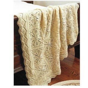 Irish Lace Afghan Knitting Pattern  Wide Border Lacy Afghan Knitting Pattern PDF Instant Download