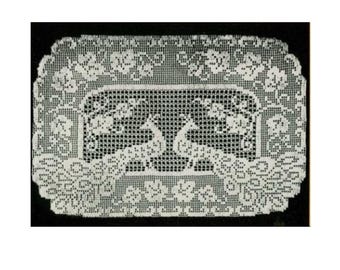 Filet Crochet Peacock Table Runner Crochet Pattern  Peacock Bird Leaf Scarf Crochet Pattern PDF Instant Download