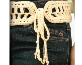 1970s Lace and Beads Boho Belt Crochet Pattern Vintage Hippie Retro Belt Crochet Pattern PDF Instant Download