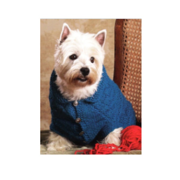 Dog Cardigan Sweater Coat Knitting Pattern  Dog Basketweave Sweater Jacket Knitting Pattern PDF Instant Download