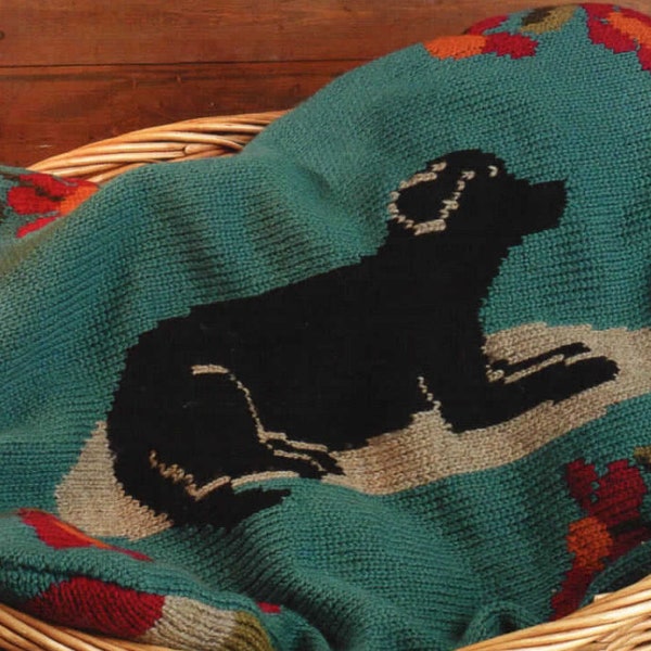 Labrador Retriever Dog Afghan Knitting Pattern   Black Lab Afghan Knitting Pattern PDF Instant Download