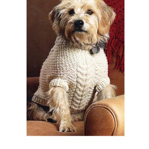 Dog Sweater Coat Aran Knitting Pattern  Dog Cable Sweater Jacket Knitting Pattern PDF Instant Download