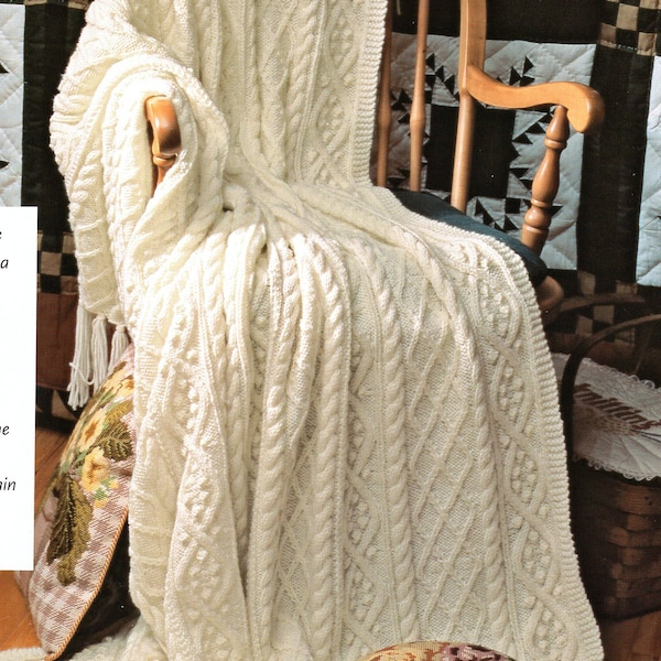 Aran Texture Cable Afghan Knitting Pattern Cable Fringe Afghan Knitting Pattern PDF Instant Download