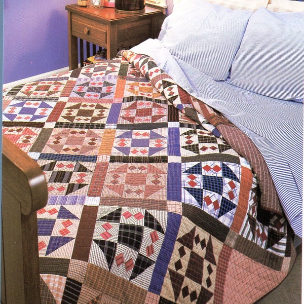 Prairie Folk Art Quilt Pattern  Vintage Primitive Comforter Bedspread Quilting Pattern Sewing PDF Instant Download