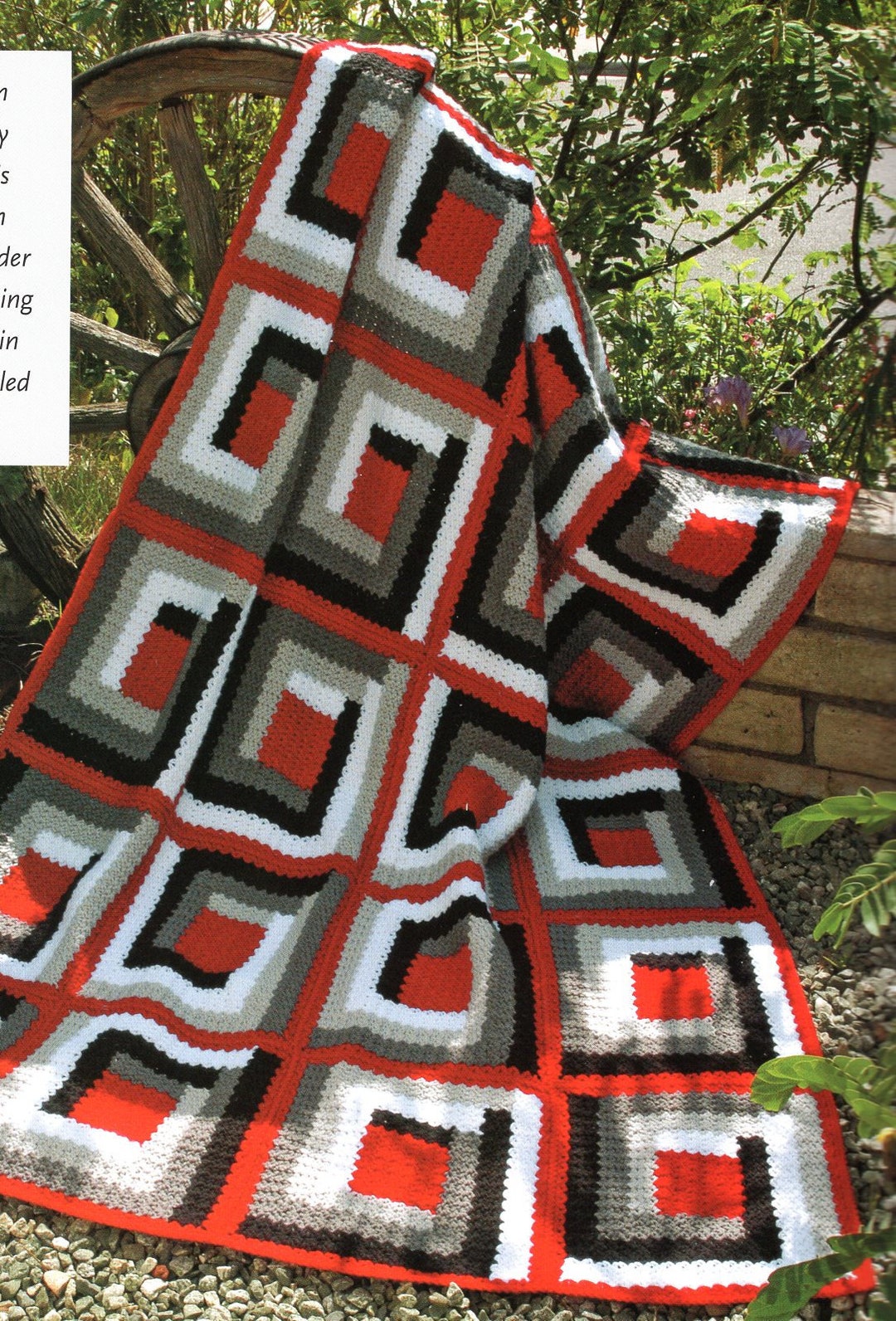 Log Cabin Afghan Crochet Pattern Vintage Squares Afghan Crochet Pattern