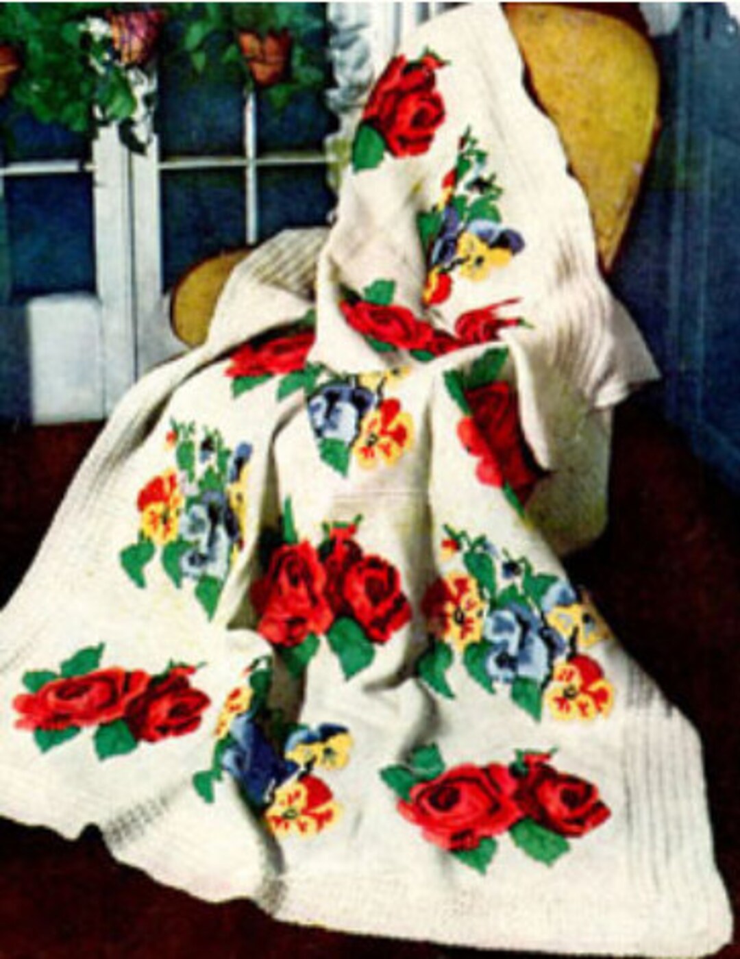 Rose Flower Afghan Crochet Pattern Flower Afghan Crochet Pattern