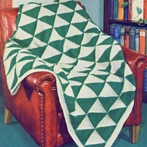 Smaragdgroene driehoeken Afghaans haakpatroon Vintage vormen Afghaans haakpatroon PDF direct downloaden