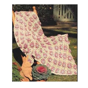 Raised Roses Flower Afghan Crochet Pattern   Rose Flower Afghan Crochet Pattern Instant Download