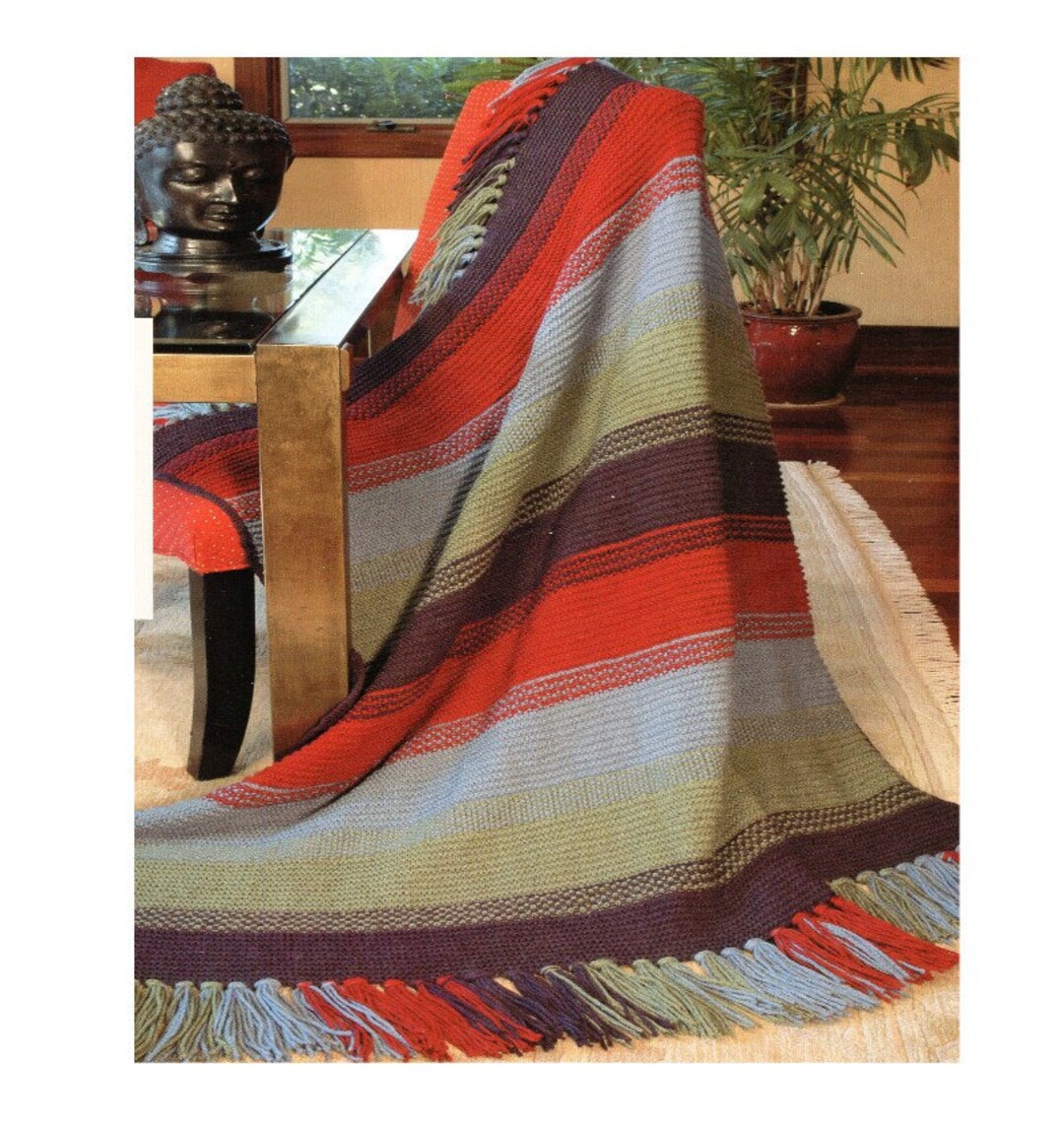 Textured Ridges Afghan Knitting Pattern Stripes Afghan Knitting Pattern ...