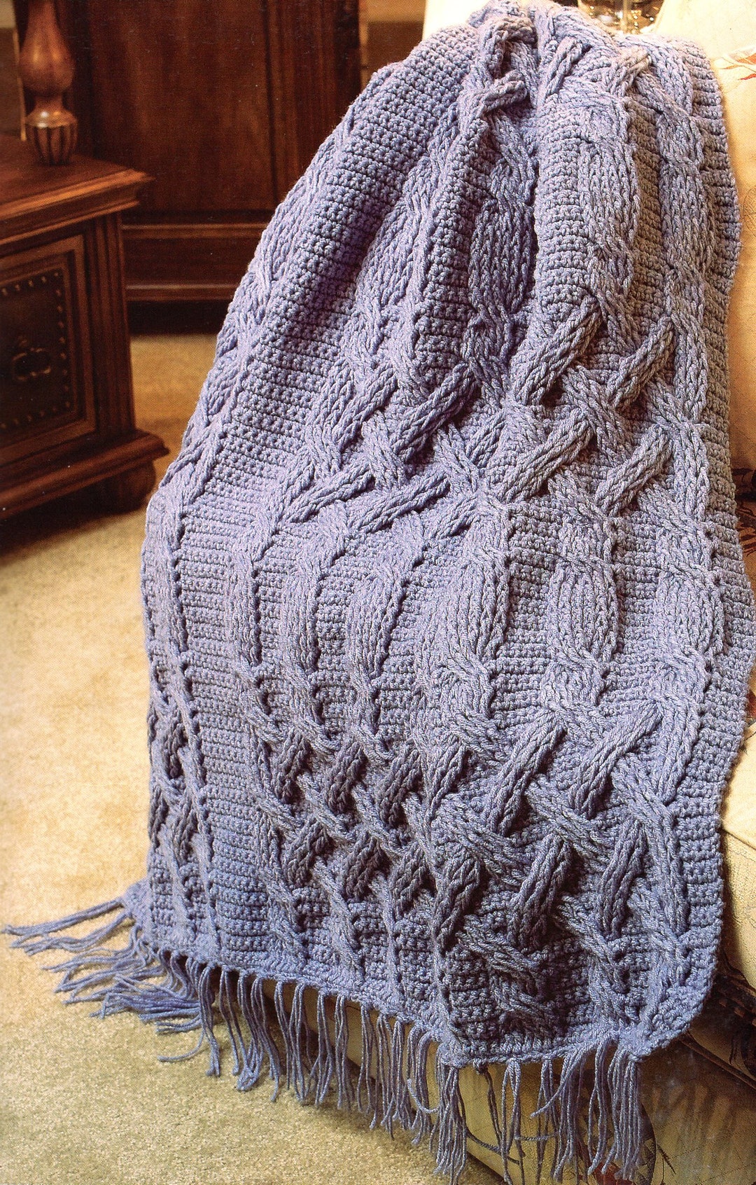 Woven Cables Afghan Crochet Pattern Cable Afghan Crochet Pattern PDF