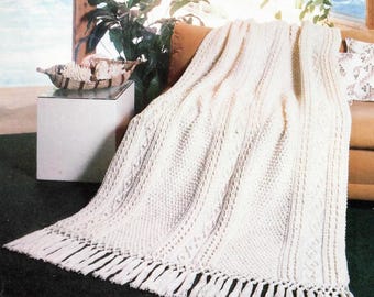 Fisherman Cable Afghan Crochet Pattern  Cable Fringe Afghan Crochet Pattern PDF Instant Download
