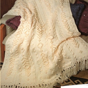 Bobble Fringe Afghan Crochet Pattern  Vintage Bobble Afghan Crochet Pattern PDF Instant Download