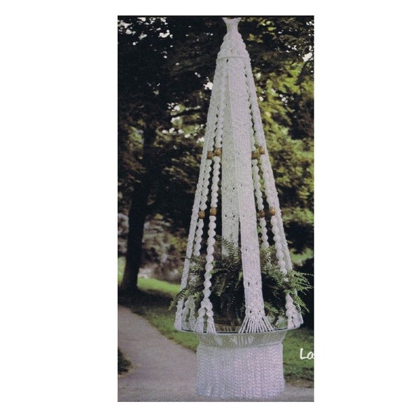 Vintage Macrame Hanging Table Pattern Table With Glass Beads  Macrame Shelf Pattern 7 Feet Tall PDF Instant Download