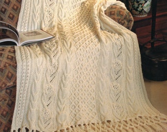 Fisherman Cable Afghan Knitting Pattern Cable Fringe Afghan Knitting Pattern PDF Instant Download