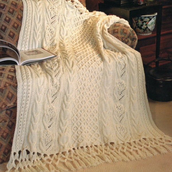 Fisherman Cable Afghan Knitting Pattern Cable Fringe Afghan Knitting Pattern PDF Instant Download