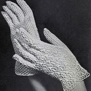 Irish Lace Gloves Crochet Pattern 1940s Gloves Crochet Pattern PDF Instant Download