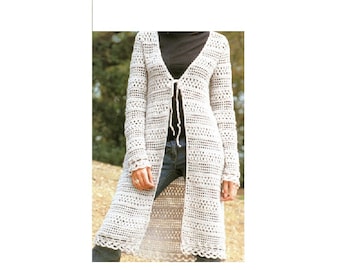 Lace Long Cardigan Sweater Crochet Pattern   Textured Duster Sweater Crochet Pattern PDF Instant Download