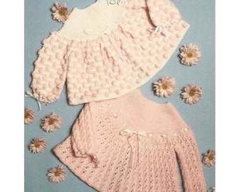 Bobble and Lace Baby Sweater Knitting Patterns  Lace Sweater Knitting Pattern PDF Instant Download