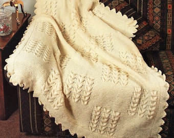 Aran Texture Afghan Knitting Pattern  Chevron Afghan Knitting Pattern PDF Instant Download