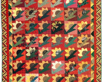 Sonnenblumen Quilt Muster Vintage Blumen Tröster Bettdecke Quilten Muster PDF Instant Download