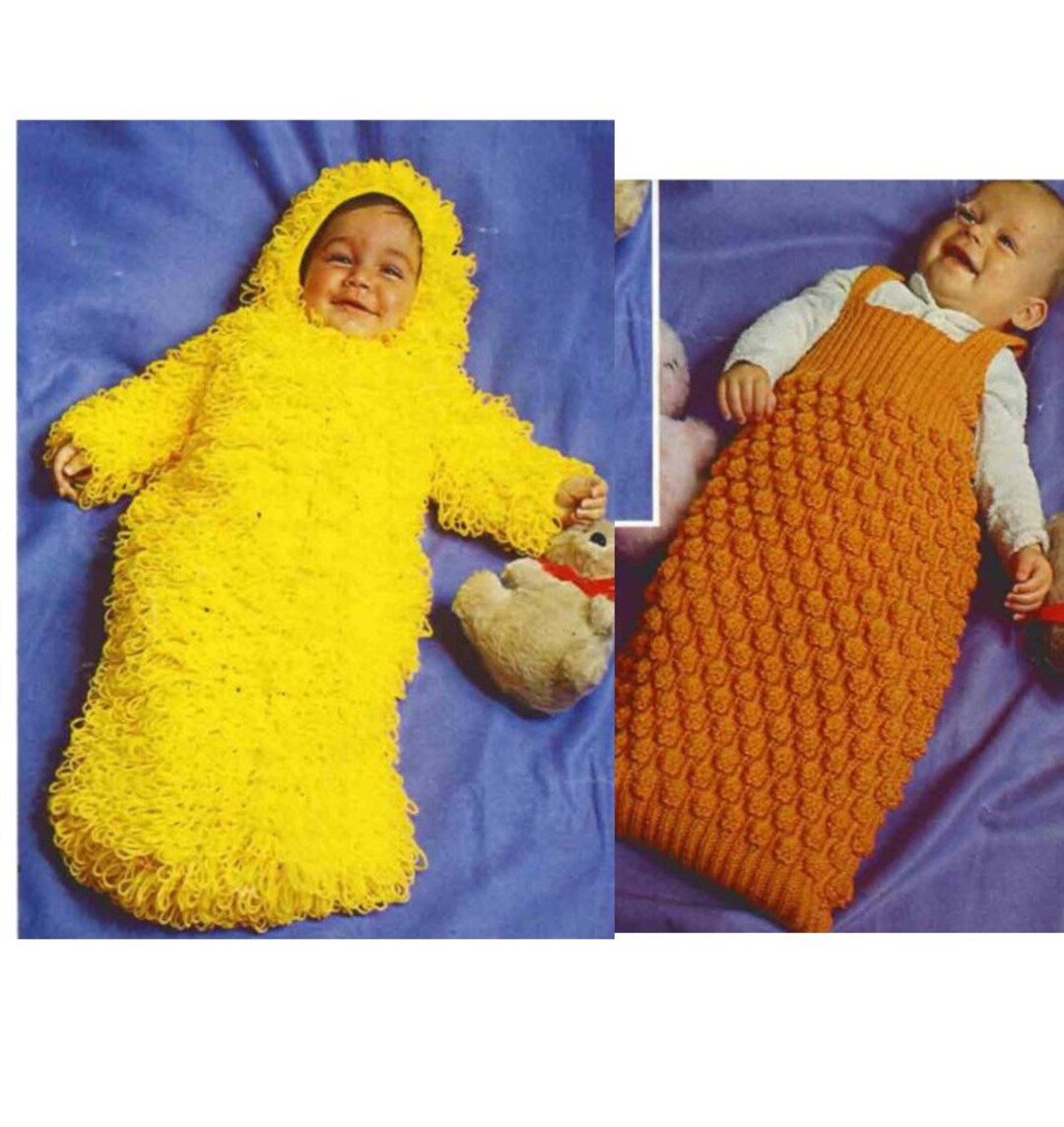 Sleeping Bags Knitting Pattern Loopy Hood and Bobble Sleeping Bag