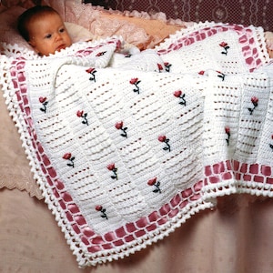 Rosebud Afghan Crochet Pattern Flower Roses Afghan Crochet Pattern Instant Download