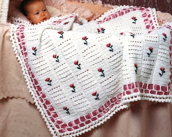Rosebud Afghan Crochet Pattern Flower Roses Afghan Crochet Pattern Instant Download