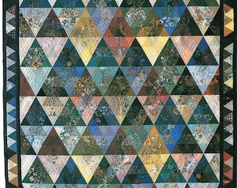 Piramide quiltpatroon met driehoeken, sprei, quiltpatroon, naaipatroon (PDF, direct te downloaden).