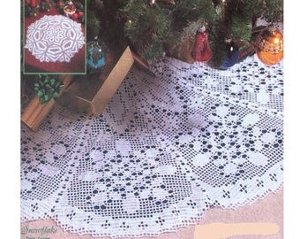Christmas Snowflake Tree Skirt and Doily Crochet Pattern   Christmas Tree Skirt Crochet Pattern PDF Instant Download