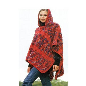 Hooded Poncho Crochet Pattern    Long Cape Poncho with Hood Crochet Pattern PDF Instant Download