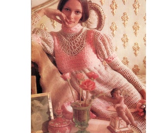 1970s Midi Dress Crochet Pattern  Hippie Boho Dress Crochet Pattern PDF Instant Download