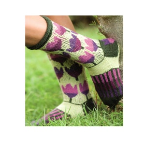 Modèle de tricot de chaussettes de tulipe Modèle de tricot de chaussettes de fleur de tulipe PDF Téléchargement instantané