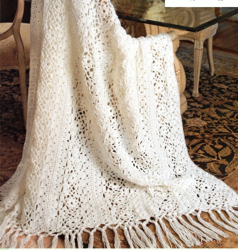 Irish Lace Afghan Crochet Pattern Vintage Lacy Afghan Crochet Etsy